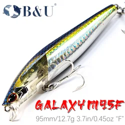B&U JERK MINNOW 95mm 12.7g Floating Wobbler Slatwater Fishing Lure Minnow Lure Hard Bait Quality Professional Depth0.1-0.5m