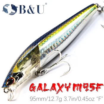 B&U JERK MINNOW 95 mm 12,7 g schwimmender Wobbler, Slatwater-Angelköder, Minnow-Köder, harter Köder, Qualität, professionell, Tiefe 0,1–0,5 m