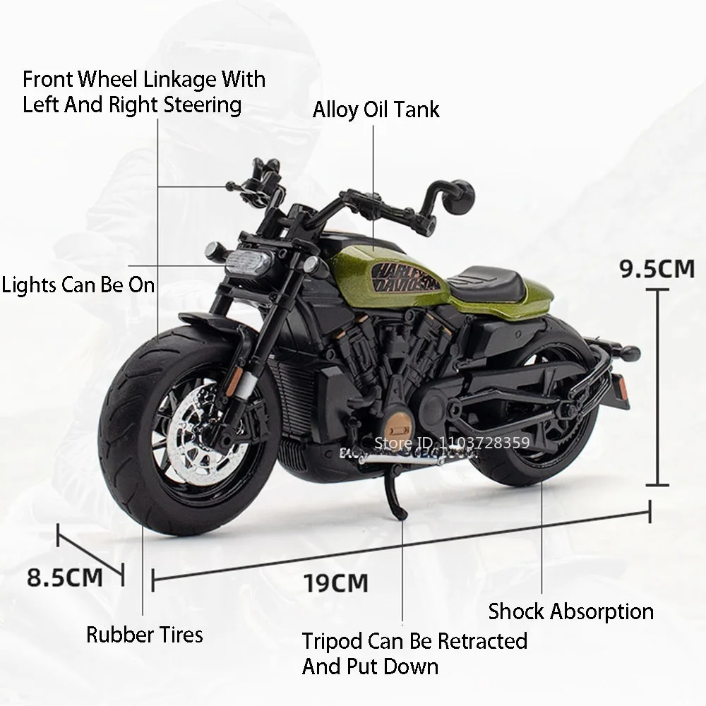 1:12 Sportster Model Toy Motorcycles Alloy Diecast Nijia ZX-6R Motorbikes Sound Light Shock Absorption Rubber Tires Kids Gift