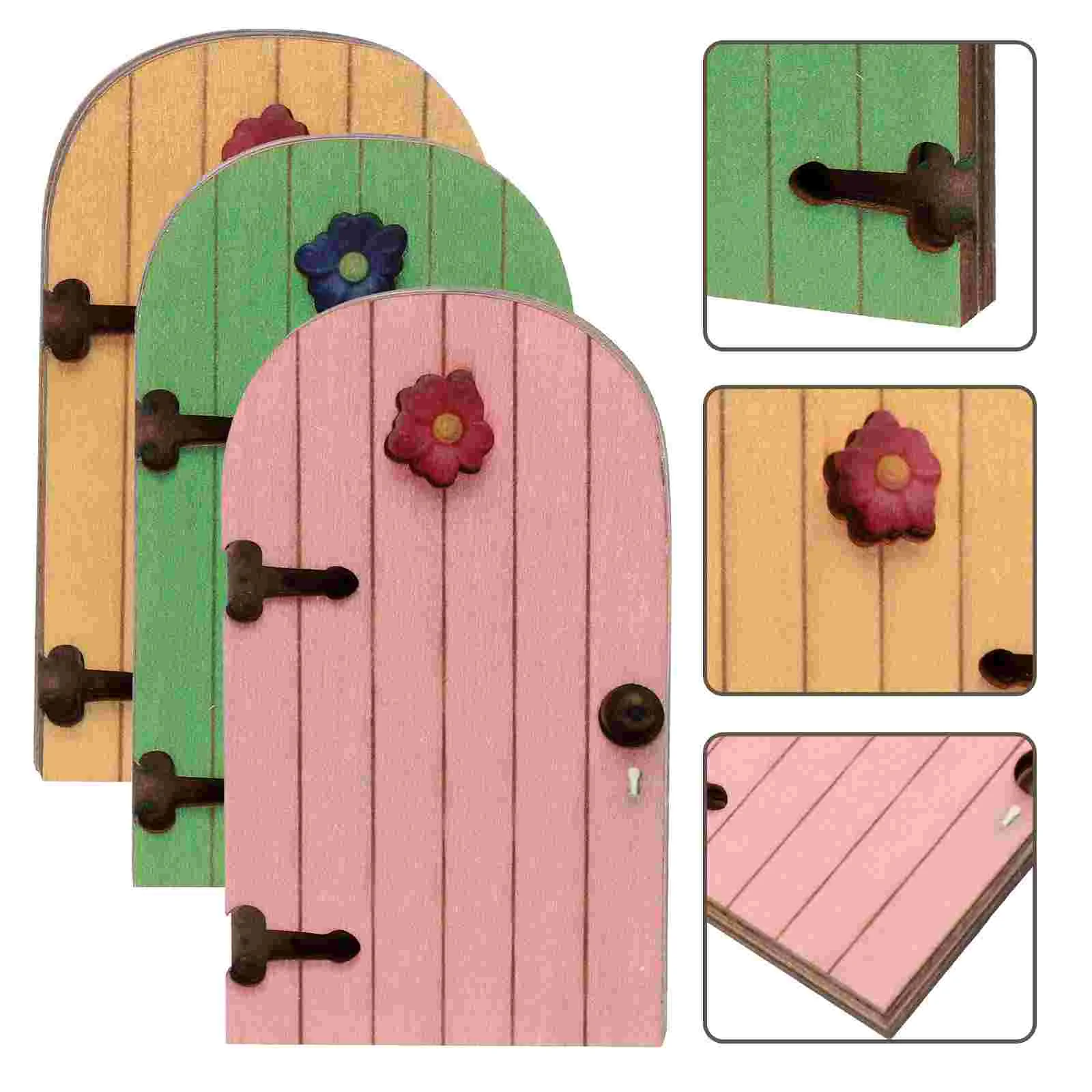 3 Pcs Fairy Door Decor Set Natural Wood Garden Trees Crafts Miniature Statue Outdoor naments Door Gifts Special People