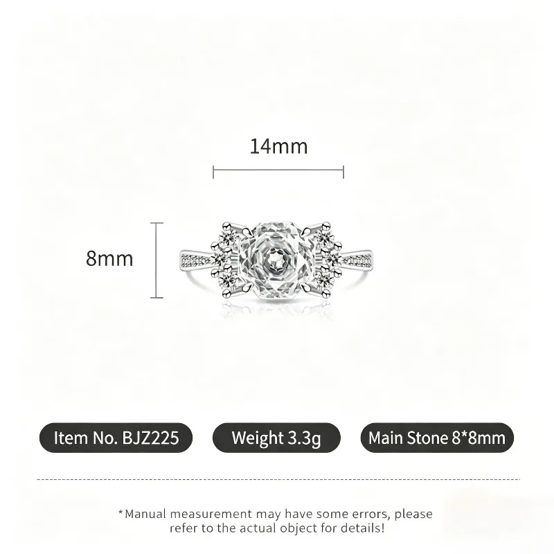 Sweet 925 Sterling Silver Light Luxury Rose Cut High Carbon Diamond Ring Sweet Candy Shape Cute Jewelry - view 6
