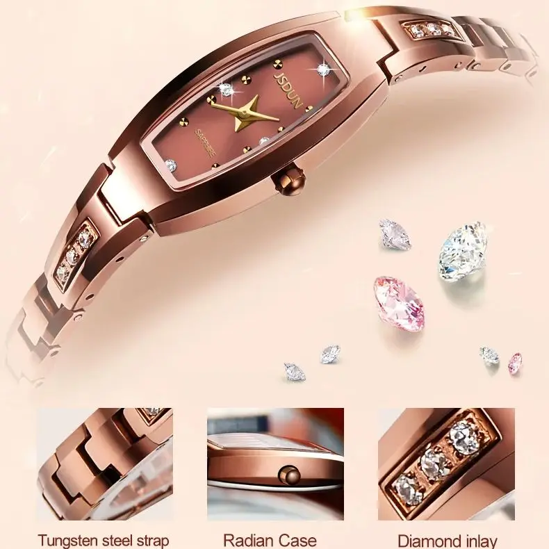 JSDUN 6530 Women Watch Luxury Imported Movement Quartz Watch HD Sapphire Waterproof Tungsten Steel Elegant Diamond Women Watch