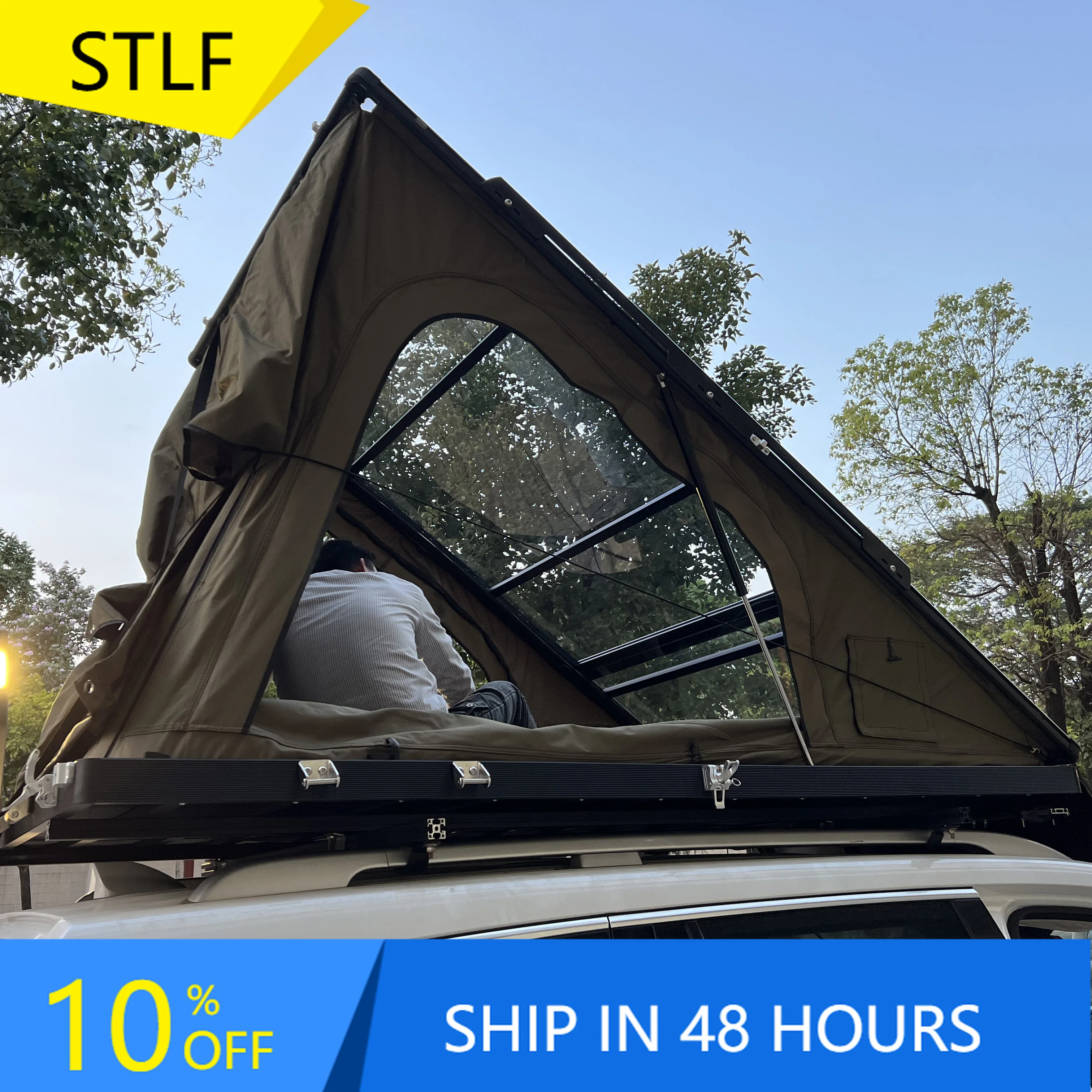 

Deren High QualityAcrylic Roof Top Tent Transparent Hard Top Rooftop Tent Triangle Car Roof Tents