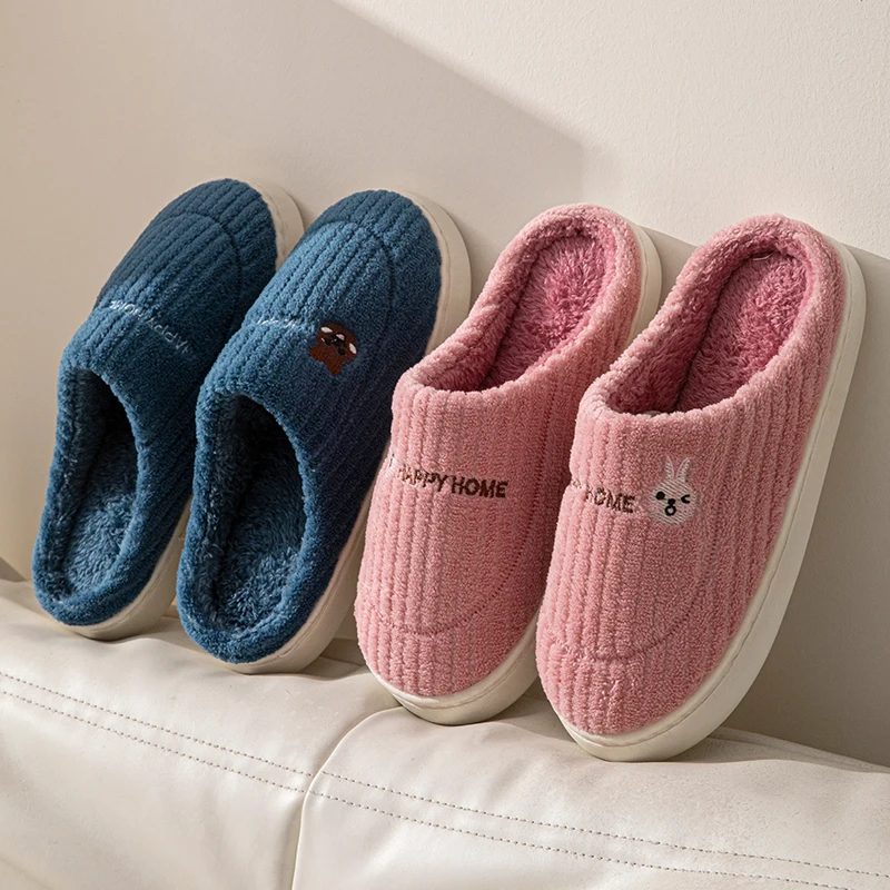 

Cotton Slippers for Women Autumn Winter Warm Home Slippers Indoor Confinement Shoes Non-Slip Plush Couple Cotton Slipper for Men