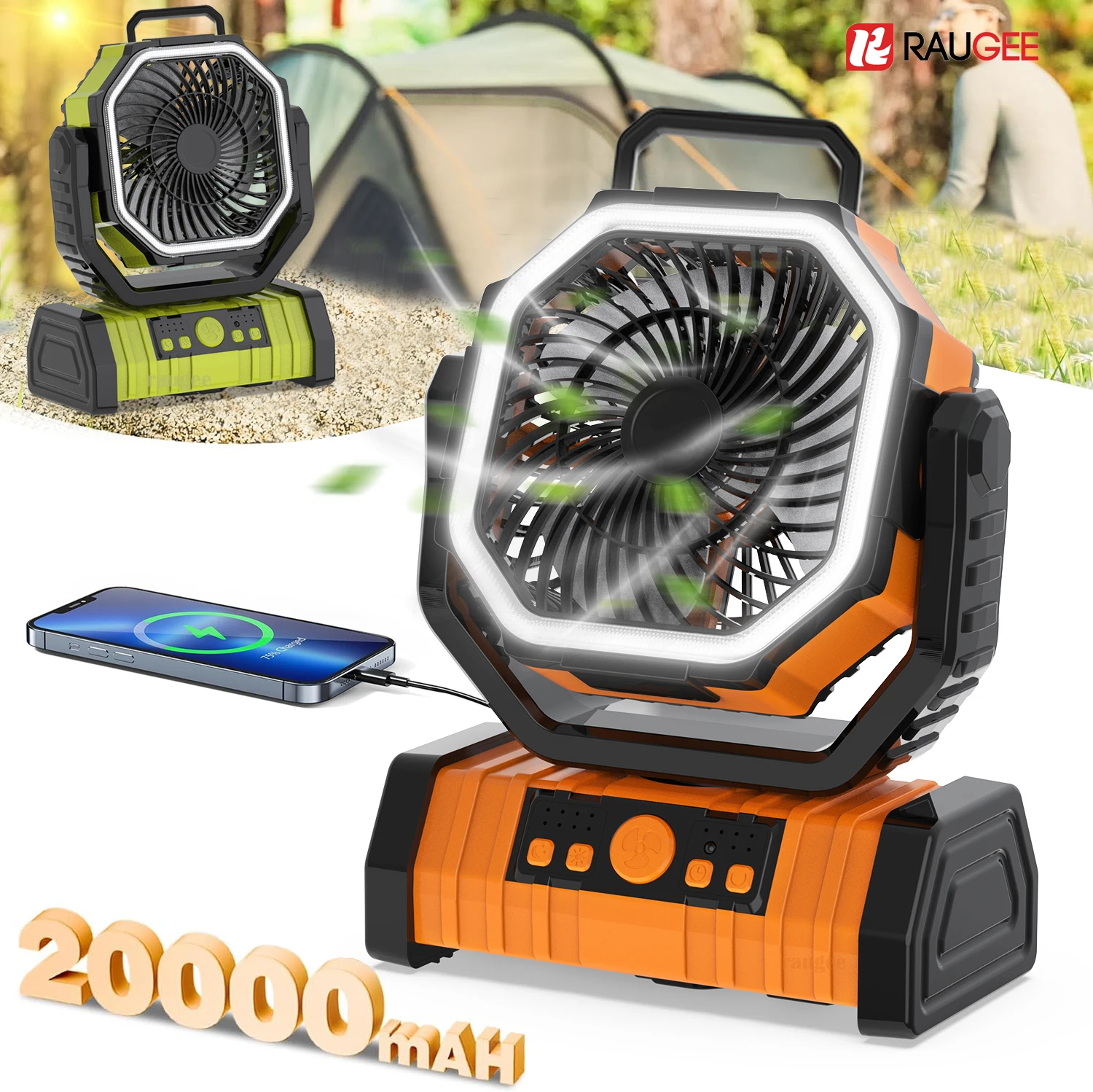 20000Mah Camping Fan Rechargeable Camping Air Circulator With Light And Remote Control Cool Air Circulation Camp Fan With Hook