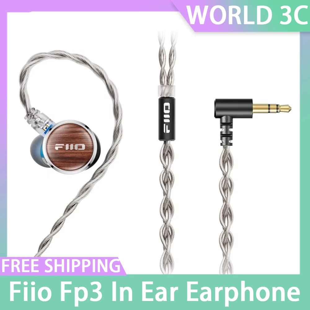 Fiio Fp3 In Ear Earphone Hifi 14.5mm Planar Diaphragm Driver Cable For Audiophile Musician Wood Faceplate 0.78mm For Earphones