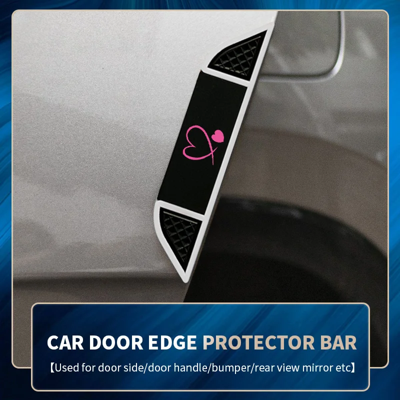 4-piece set of two pink heart-shaped car door crash stickers, car door edge anti-collision scratch protection stickers