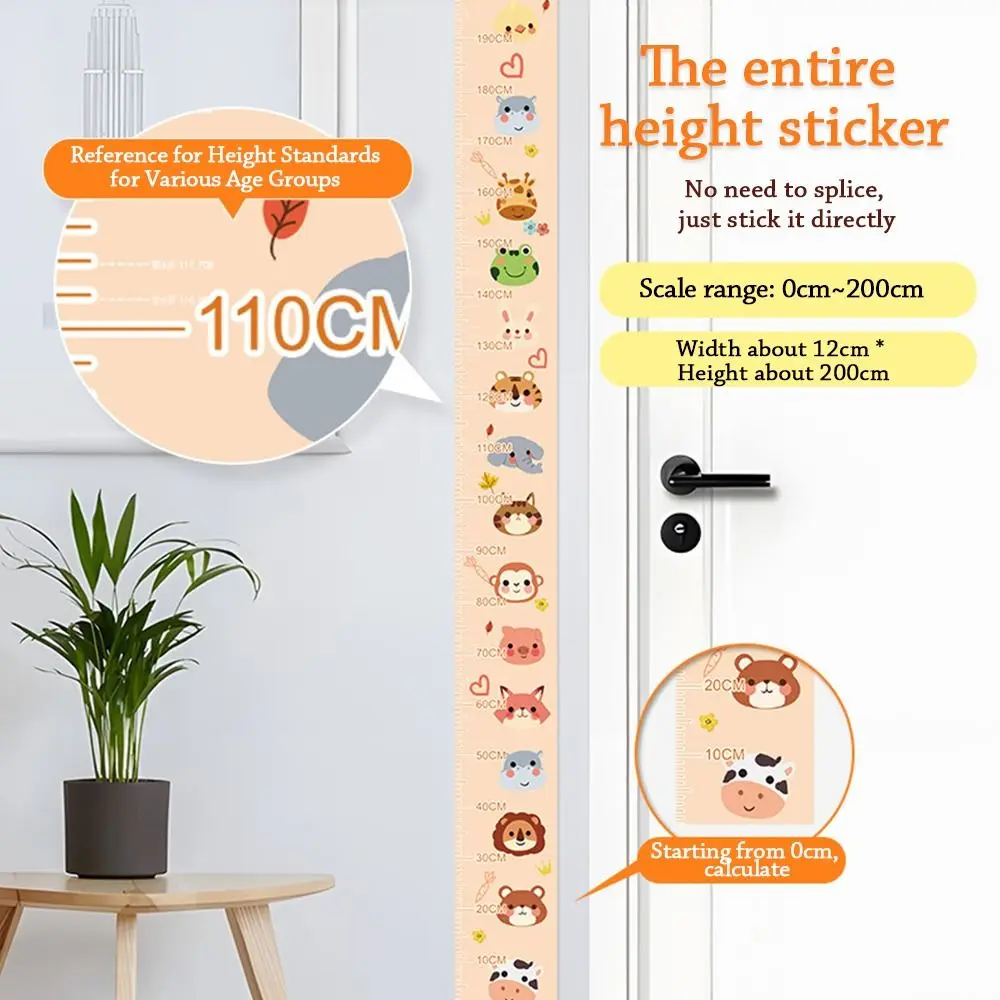 2M Height Height Measurement Sticker Waterproof Self-adhesive Child Growth Chart Removable Catoon Pattern Height Measuring Tape