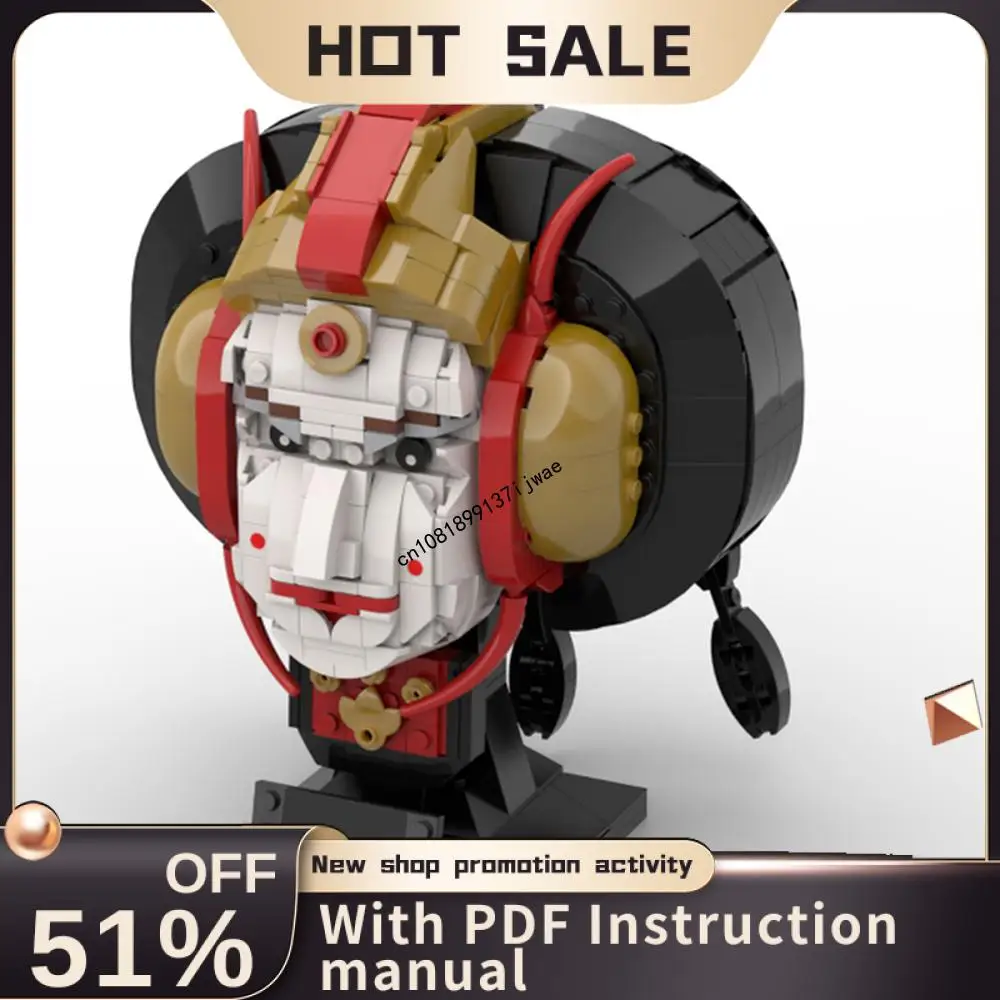 New 942PCS Star Battle Queen Helmet Creative Moc Particle Movie Character Bust Custom Puzzle DIY creative ideas Kid Toy Gift