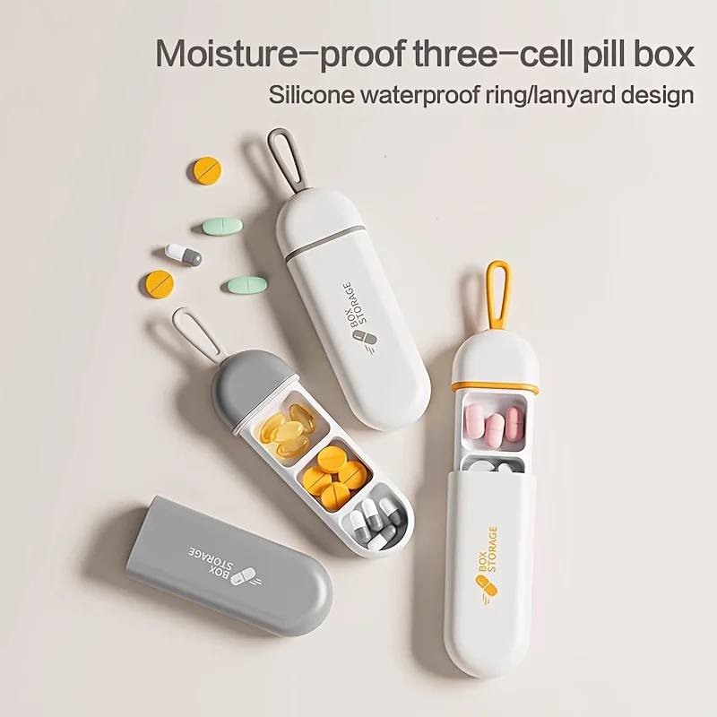 3-Compartment Pill Organizer, Light-Proof, Dust-Proof, Reusable Portable Medicine Storage Box, Medicine Dispensing Box