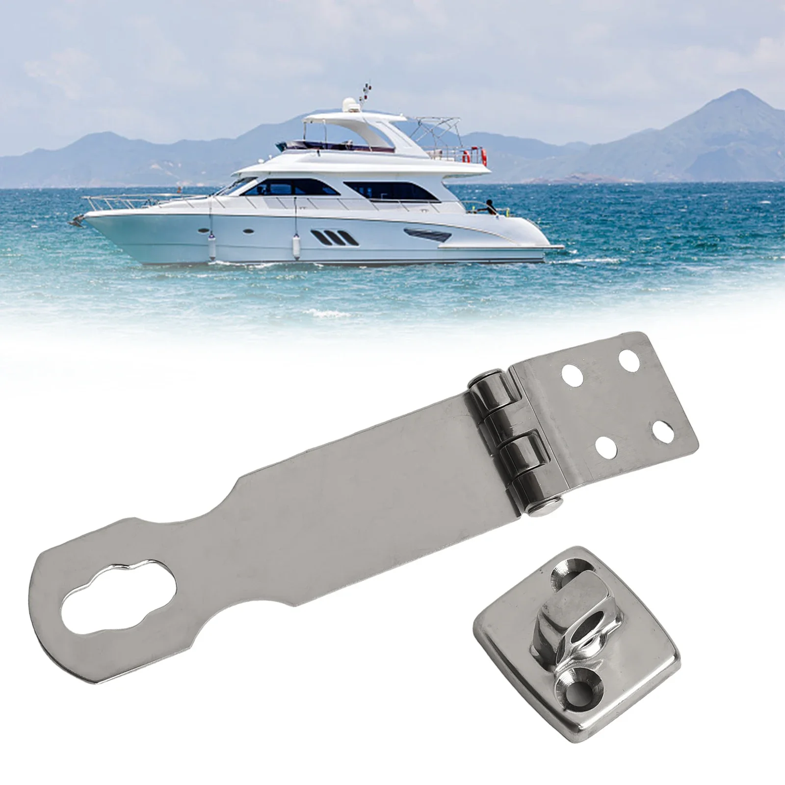 1PC Stainless Steel Boat Swivel Eye Locking Hasp Latch Marine Hardware Accessories