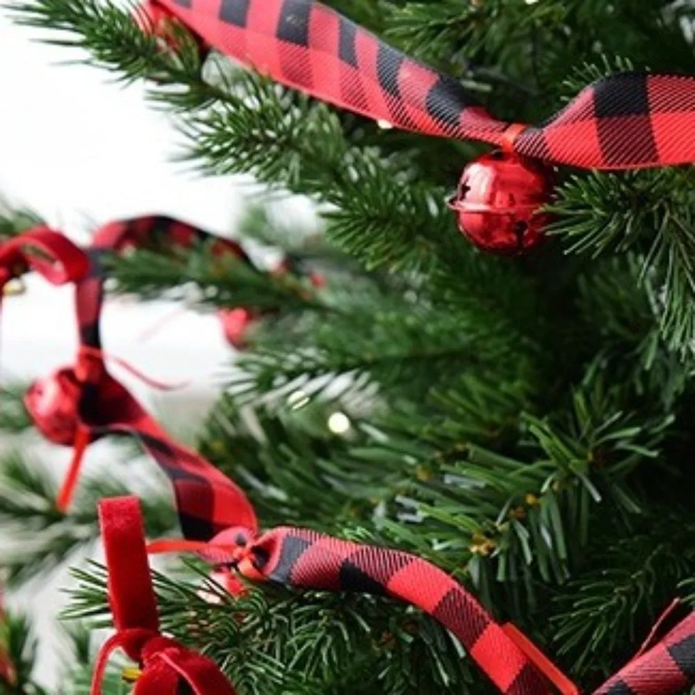 2.7 متر عيد الميلاد المخملية جرس سلاسل الحديد جرس أشرطة حمراء جرس المعلقات اليدوية الحرفية شجرة عيد الميلاد أجراس معلقة عطلة السيارة