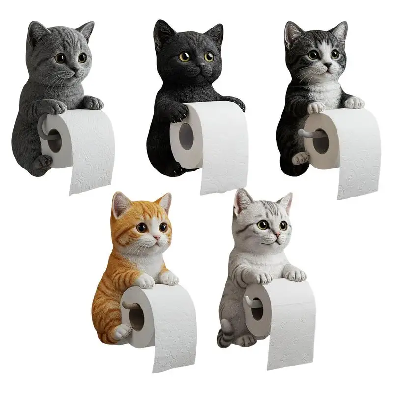 

Cat Paper Roll Storage Rack Resin Animal Paper Towel Holder Decorative Toilet Paper Holder Paper Towel Storage Rack for Bathroom