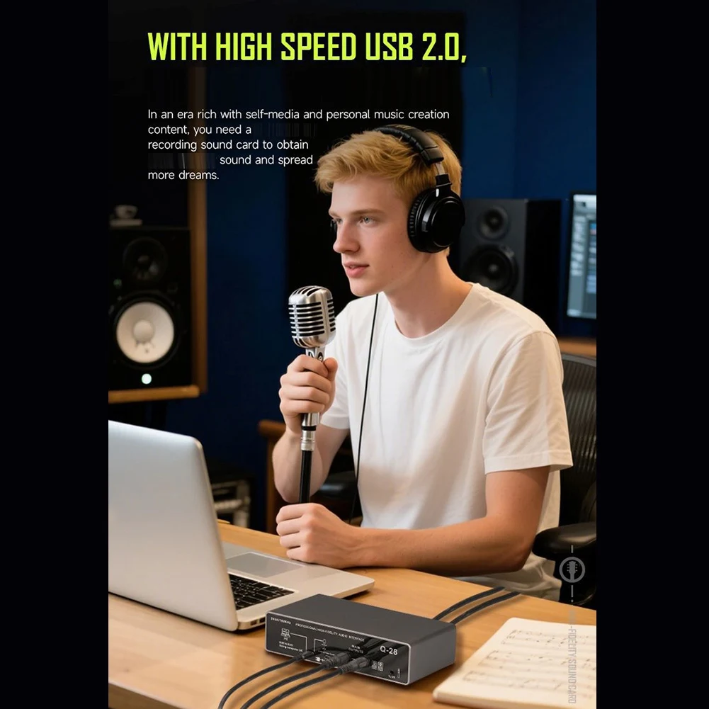 

Portable Recording Sound Card Plug and Play Computer Recording USB Audios Interfaces for Podcasters Studio