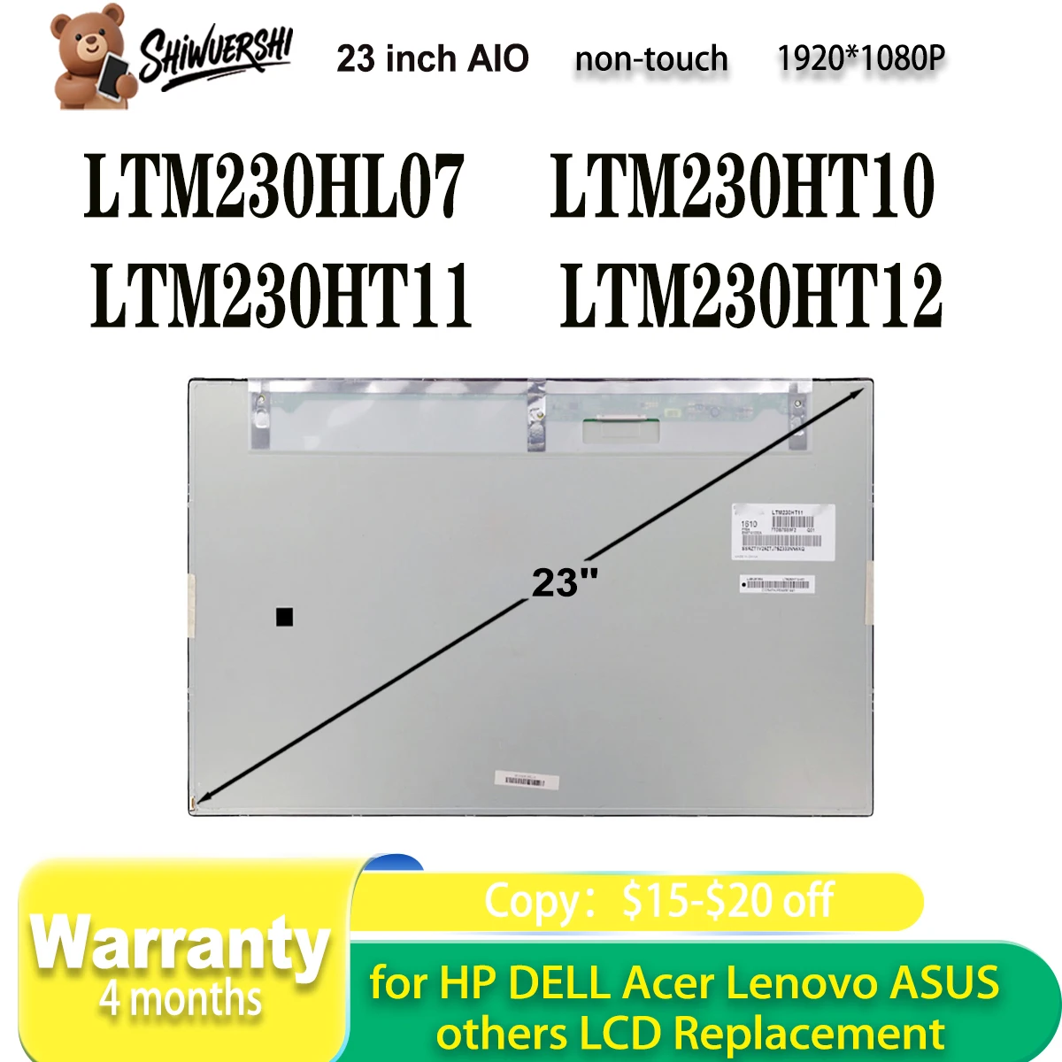 

23 "Новый оригинальный LTM230HL07 LTM230HT10 LTM230HT11 LTM230HT12 ЖК-дисплей 75 Гц 30 контактов