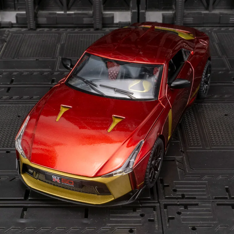 1:24 GT-R50 modelo de coche deportivo, puertas y capó de motor, el maletero se puede abrir tiene funciones de sonido y iluminación simuladas