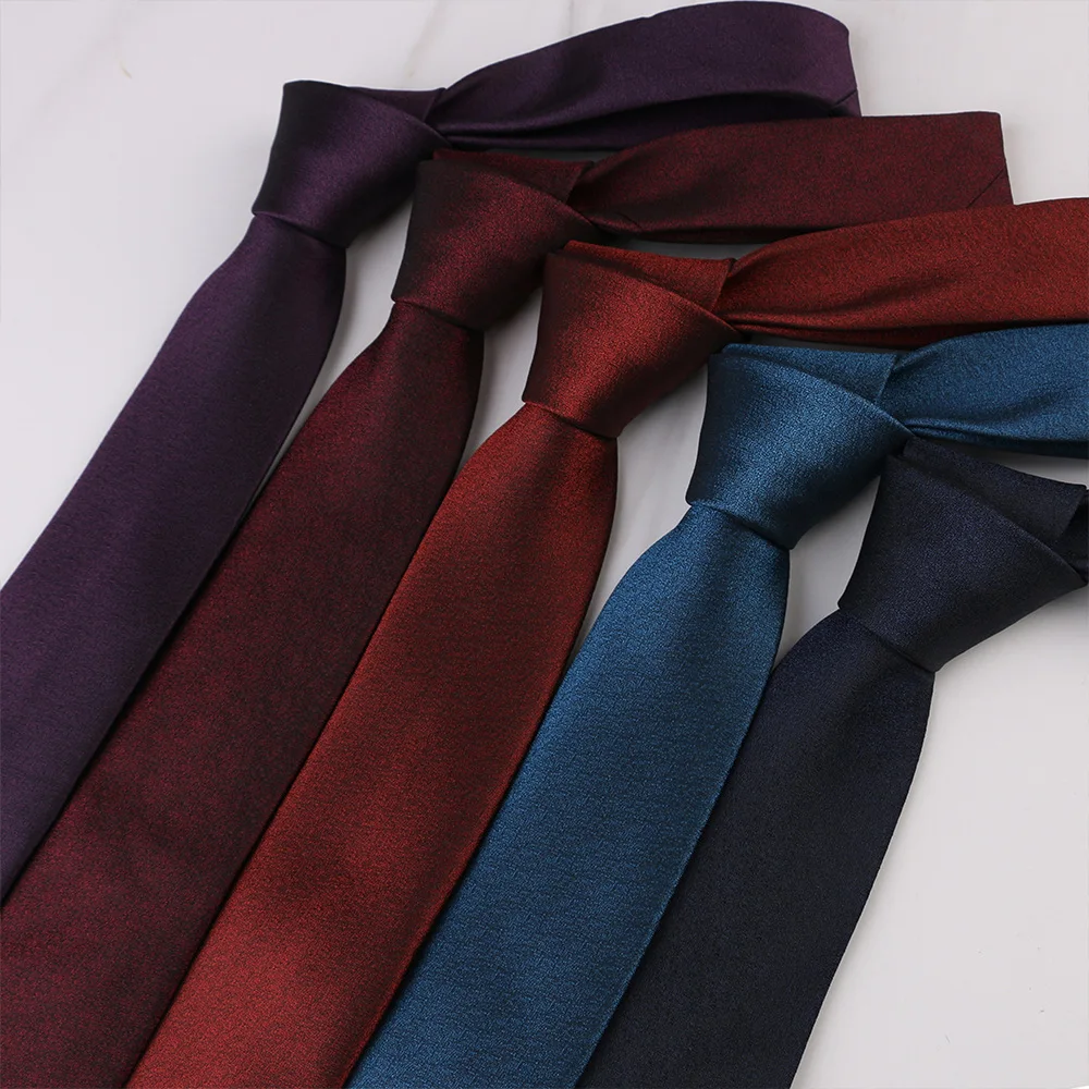 Men's casual trend 6cm narrow polyester tie stripe solid color groom's wedding in stock for direct supply