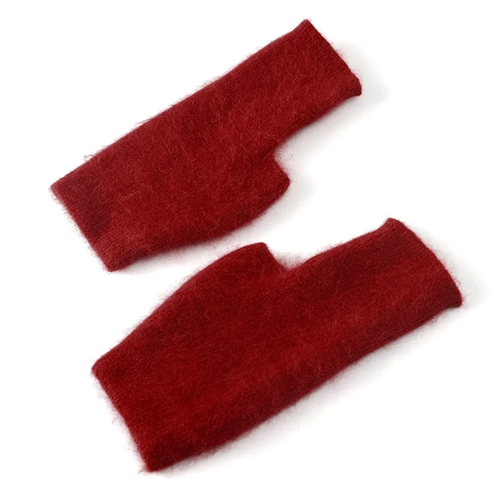 Protable Wool Mink Cashmere Gloves Fingerless Exposed Finger Knitted Wool Glove Windproof Cold Proof Thick Wrist Gloves Autumn