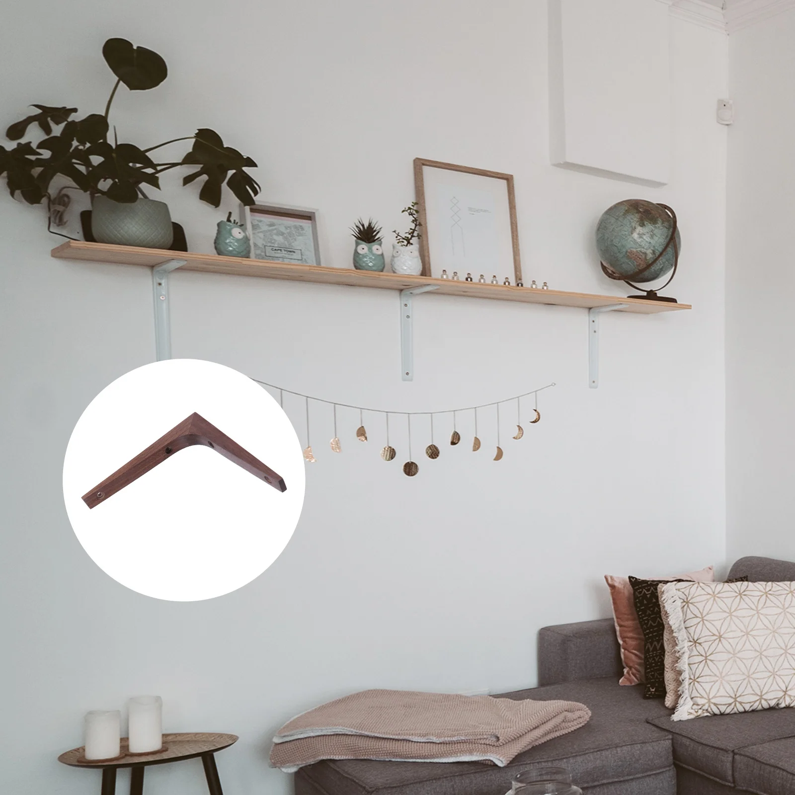 1 قطعة خشب متين القهوة الجرف بين قوسين دائم رف معلق يدعم رفوف الحائط دعامة زاوية قوس ديكور المنزل