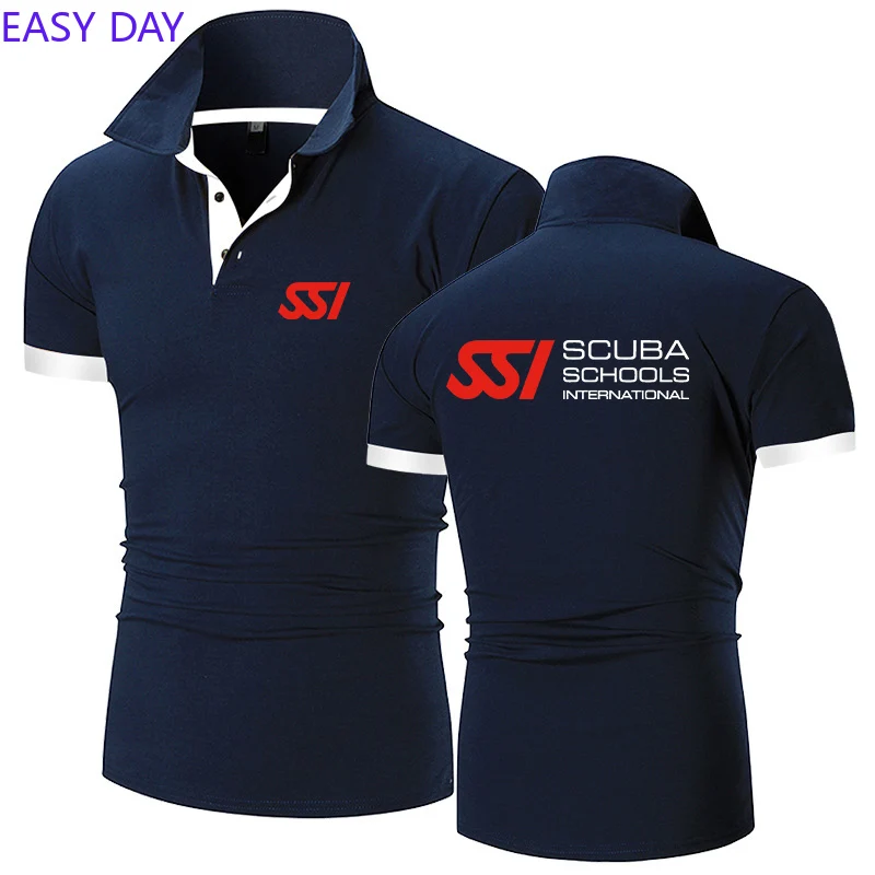 2024 New Scuba Diving Dive SSI Cotton Polo Shirts for Men Casual Solid Color Slim Fit Mens Polos Summer Fashion Brand Clothing