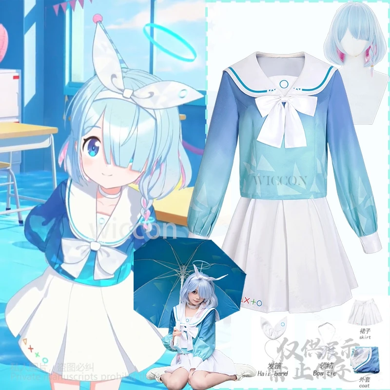 

Arona Косплей Аниме Игра Синий Архив Костюм Лоли Платье Синий Jk Платье Парики Kawaii Милая Униформа Одежда Для Девочек Индивидуальные