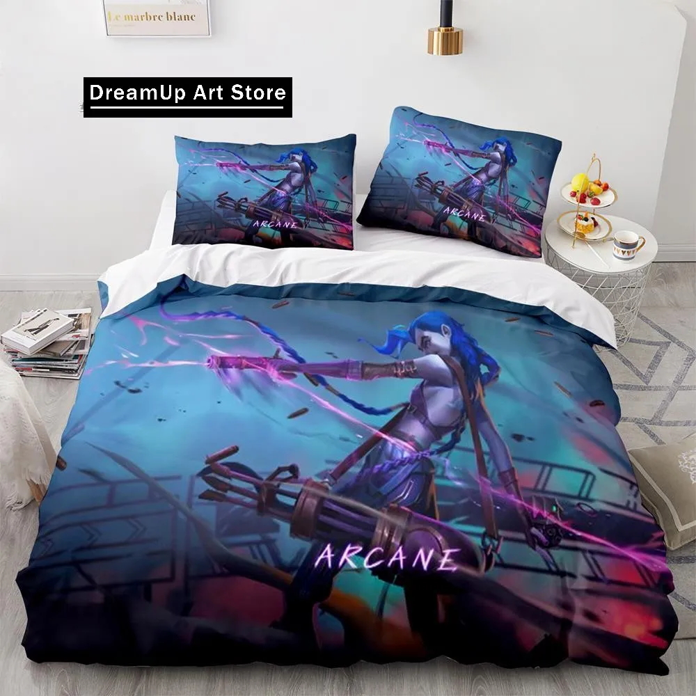 Arcane Anime Game Jinx Bedding Set Cute Quilt Cover Bed Cover With Pillowcase Twin Single Queen King Size Boys Adult Home