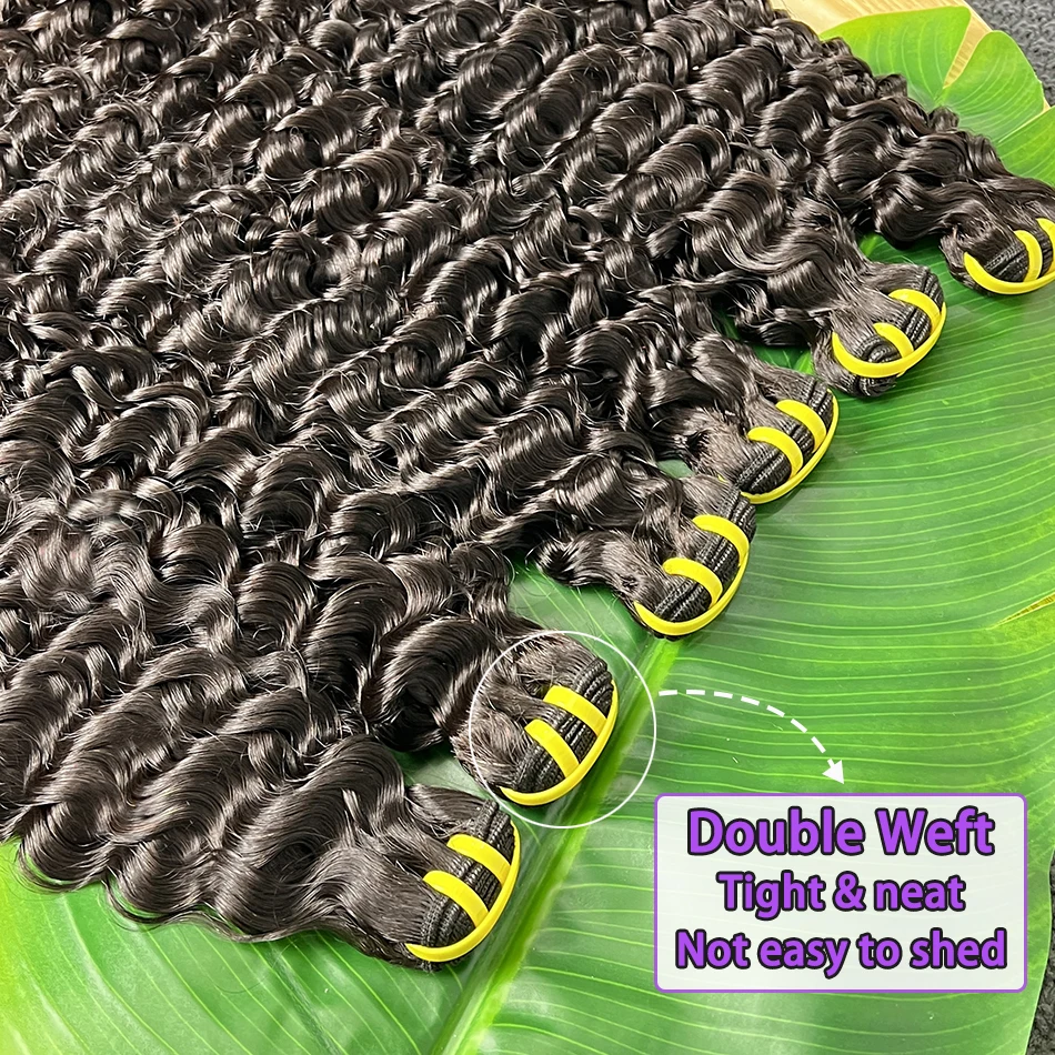 Fasci di capelli umani ricci doppi disegnati Colore nero naturale 10 "-30" Estensioni di tessitura dei capelli vergini grezzi non trattati al 100% all'ingrosso