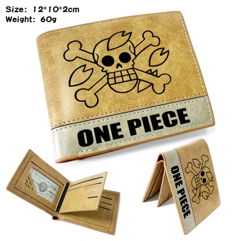 

Bandai One Piece Wallet Anime Cartoon Luffy Short Two Fold PU Large Capacity Storage Change Bus Card Bag Leather Man Woman Gift