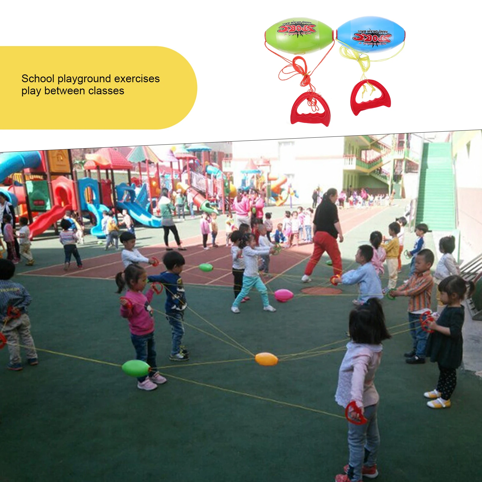 

2pcs Double Pulling Flashing Hand Draw Plastic Kids Interactive Balls For Outdoor Game Parent Child Plaything Funny
