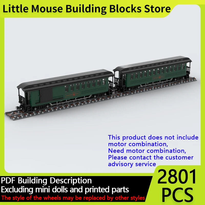 

City Car Model MOC Building Bricks Retro Railway Passenger Cars Modular Technology Gifts Holiday Assemble Children Toys Suit