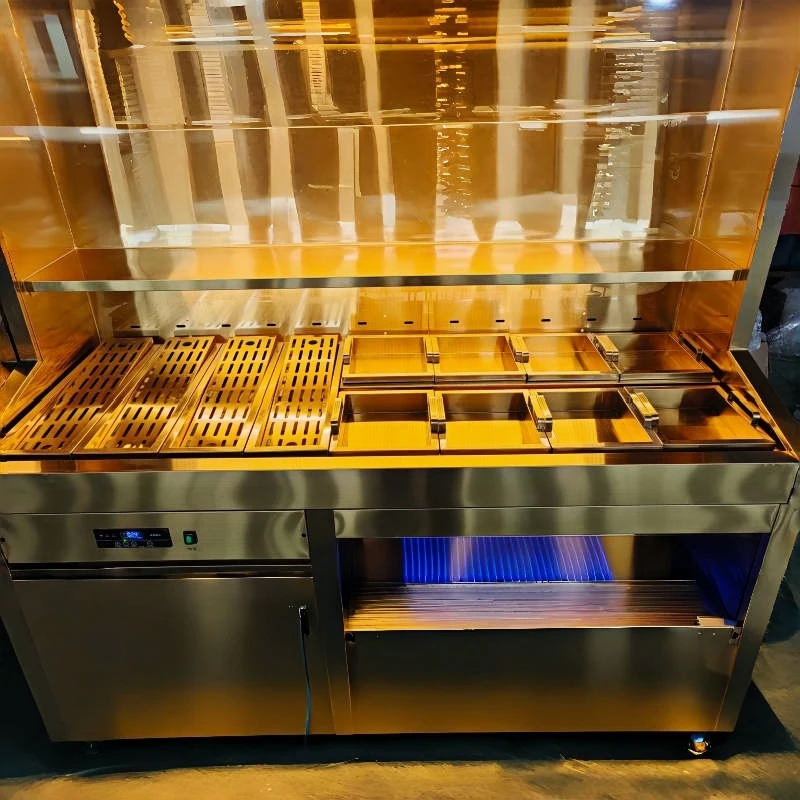 Customizable Spray Display Chiller With Ladder Design Perfect For Fresh Meat Seafood Condiments In Hot Pot BBQ Buffet Settings