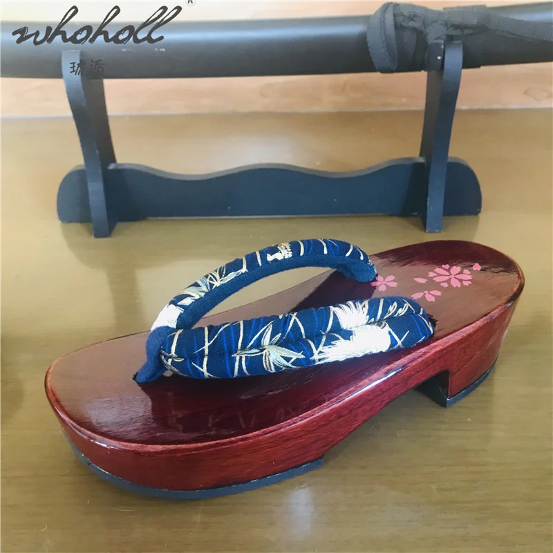 WHOHOLL Geta Women Red Clogs Japanese Wooden Geta Flip Flops For Women Summer Indoor Slippers Miku Cosplay Costumes Shoes