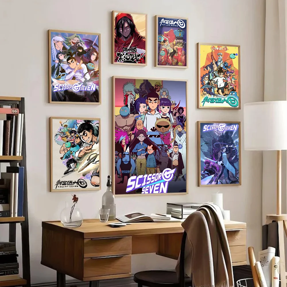 Anime Scissor Seven Whitepaper Poster Fancy Wall Sticker For Living Room Bar Decoration Aesthetic Art Wall Painting