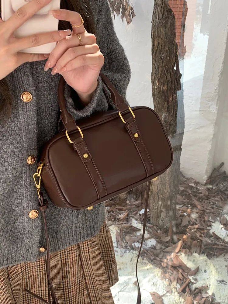 

Сумка Maillard в стиле ретро, корейская сумка-почтальонка, женская сумка-боулинг, новинка 2026 года, сумка через плечо, кроссбоди, сумка с верхней ручкой, сумка-бостон