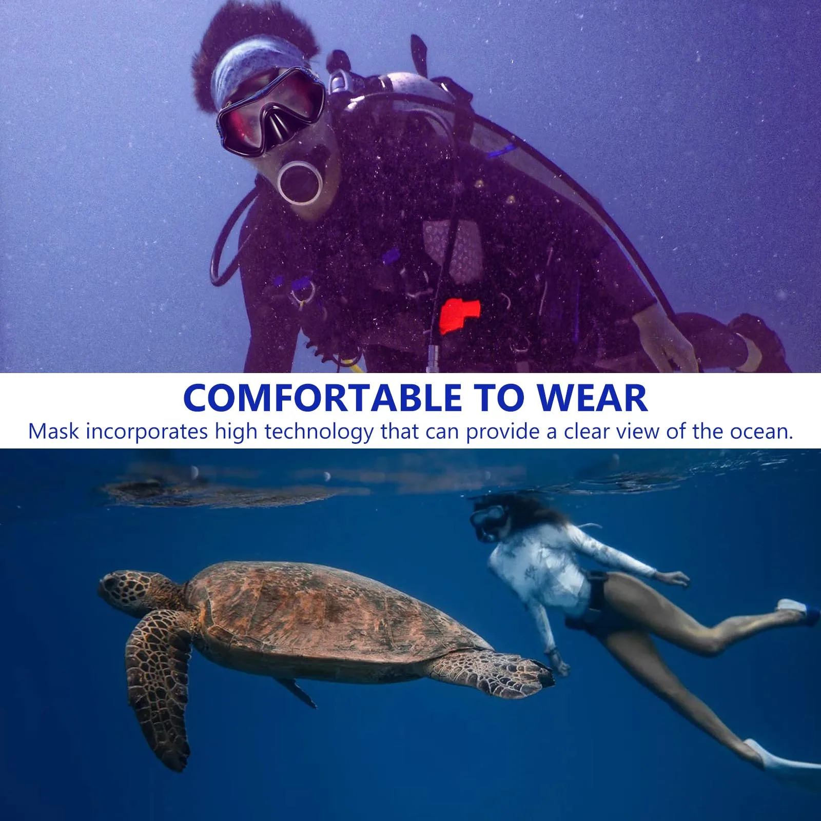 1Set Large Frame Silicone Snorkeling Mask Comfortable Watertight Seal Ergonomic Design Reduces Jaw Fatigue Lightweight Adult