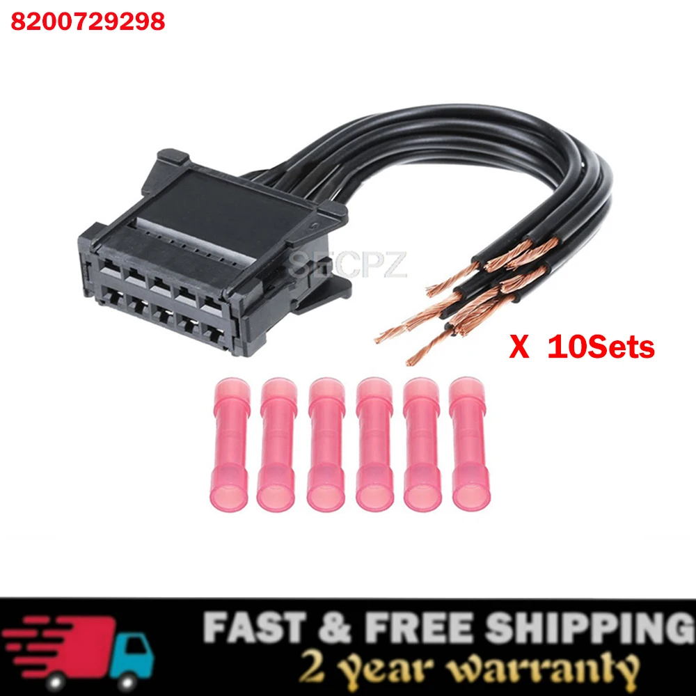 

10 Sets Car Heater Blower Resistor Wiring Loom Harness Connector for Renault Megane 2 Scenic II 8200729298