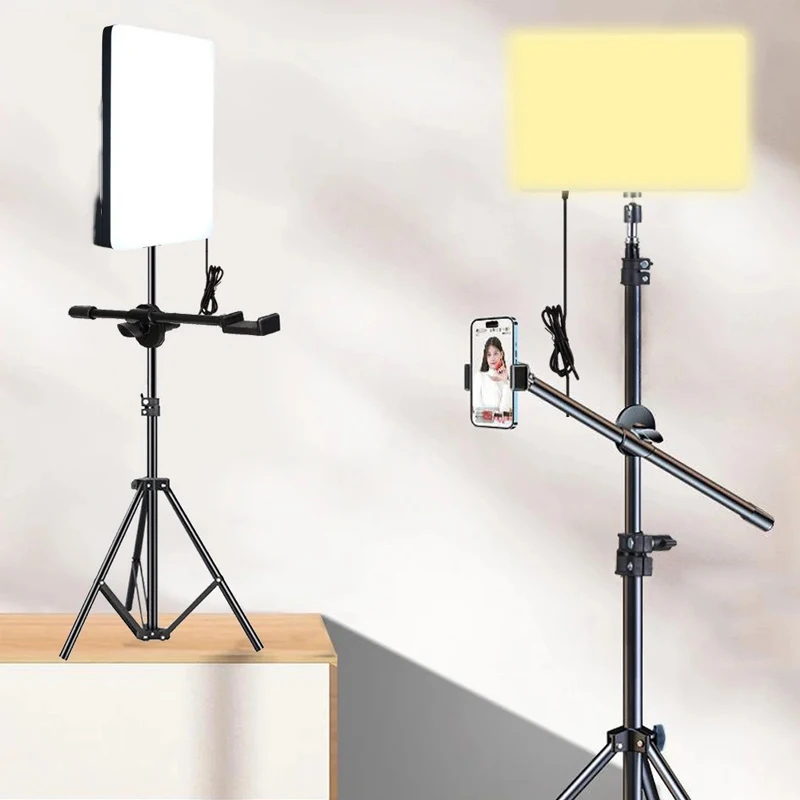 LED Video Fill Lamp Light Panel Dimmable Photography Lighting With Overhead Stand For Live Stream YouTube Photo Studio USB Plug