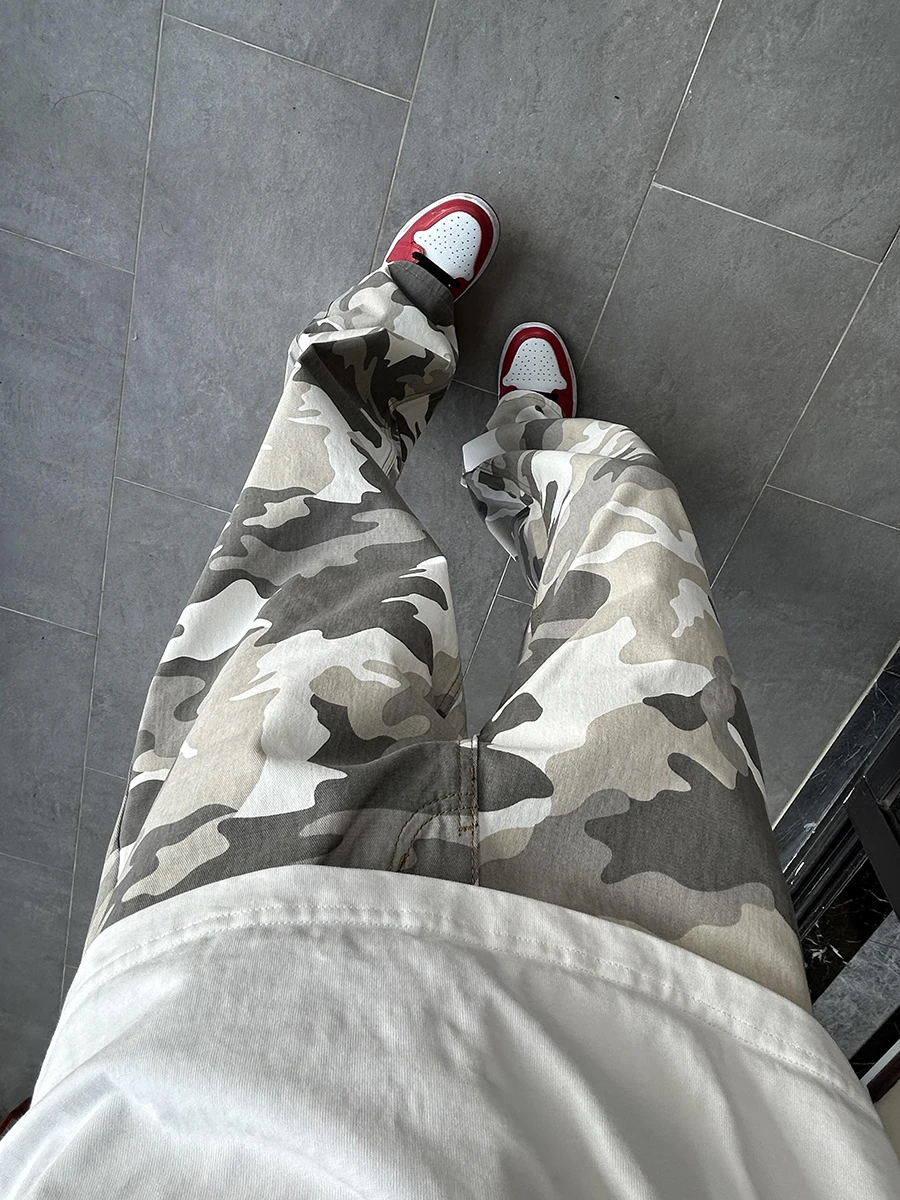 

Мужские камуфляжные брюки Cleanfit прямого кроя для работы, летние, в американском ретро-стиле, свободные, расклешенные, повседневные, длинные