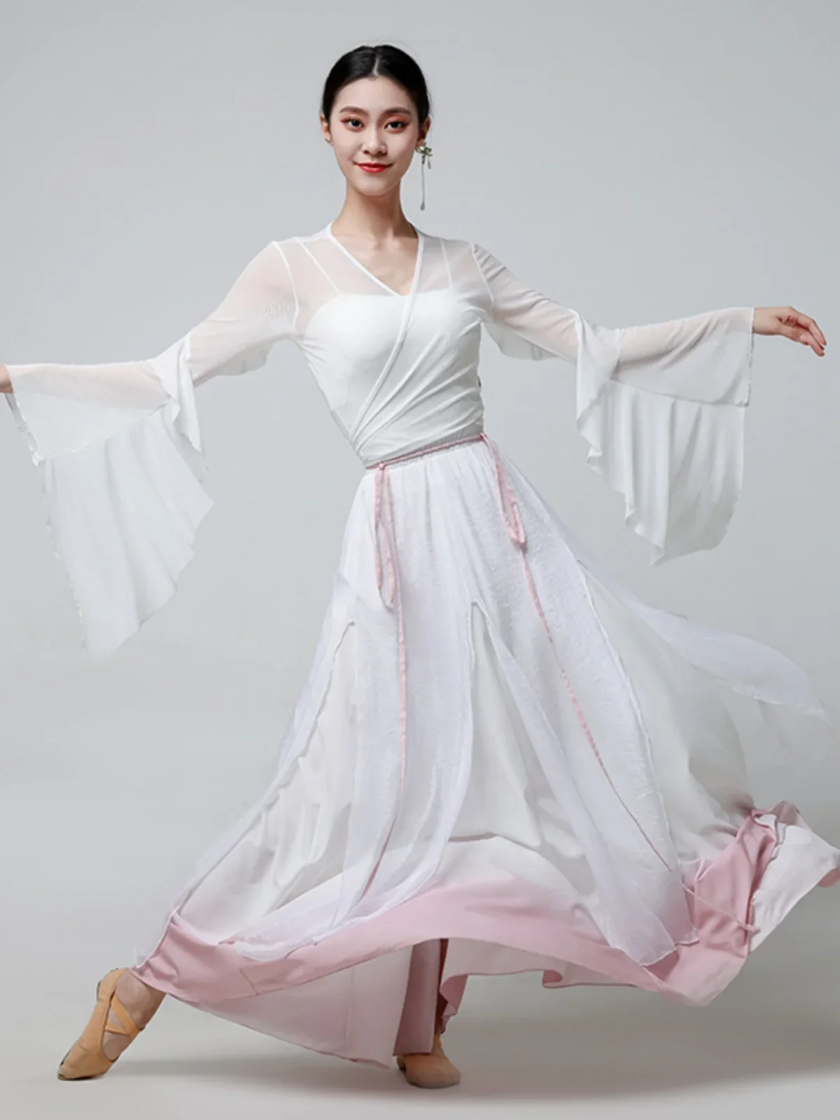 Performance Classical Dance Clothes Women Floating Gauze Body Rhyme Practice Clothes Fairy Swing Skirt Chinese Dance Costume