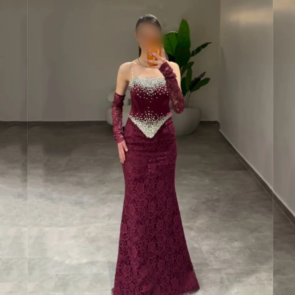 

Customized Sparkle Rhinestone Lace Luxury Evening Dress Collection sleeveless Trumpet Long Dresses Bespoke Occasion Formal Party
