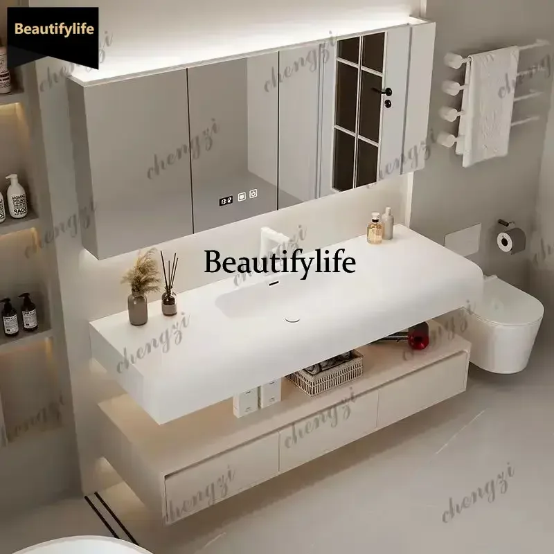 Stone integrated basin bathroom wash basin hotel bathroom cabinet wash basin combination b567