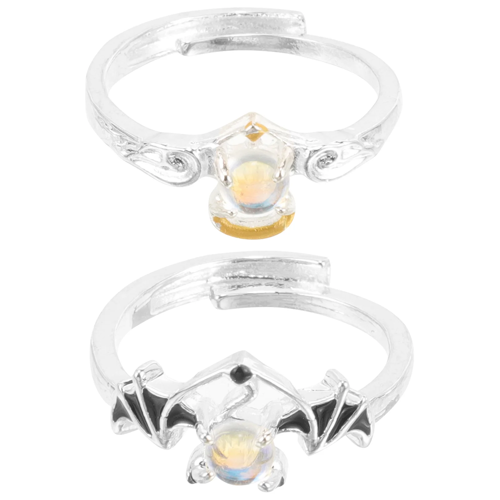 

1 пара колец для пар, одинаковые кольца с ангелом и одинаковыми кольцами для пар, сплав, лунный камень, романтическое обещание, ювелирные изделия, ювелирные изделия дьявола