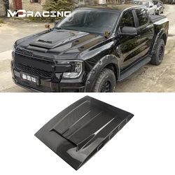 Rivestimento della copertura dello sfiato del cofano in fibra di carbonio per Ford Ranger T9 2023 + spoiler del cofano del motore anteriore dell'auto della paletta del cofano di aspirazione del flusso d'aria