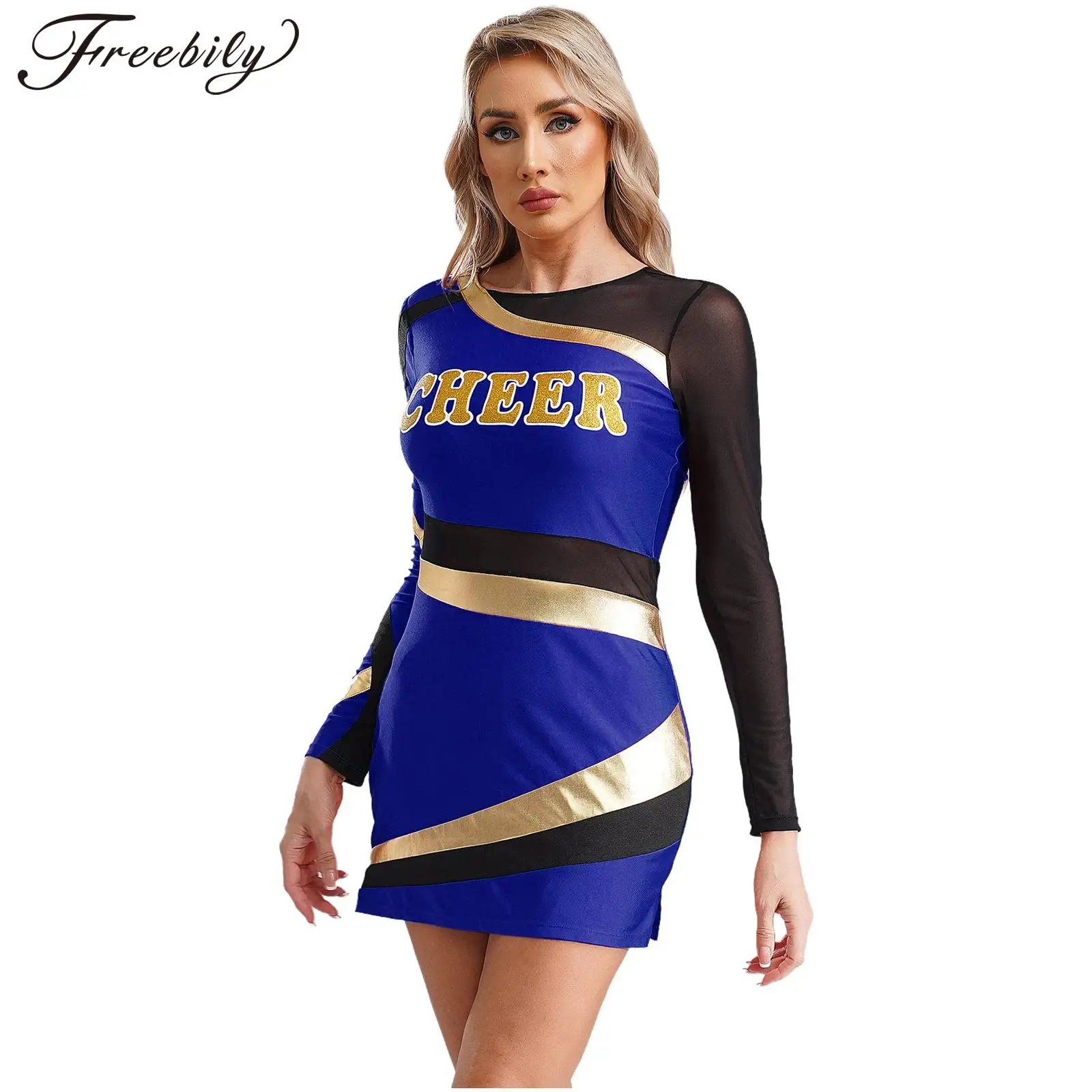 

Womens Cheer Leader Costumes Halloween Cosplay Fancy Dress Up Sexy Musical Cheerleading Uniforms Mini Dress Dancewear