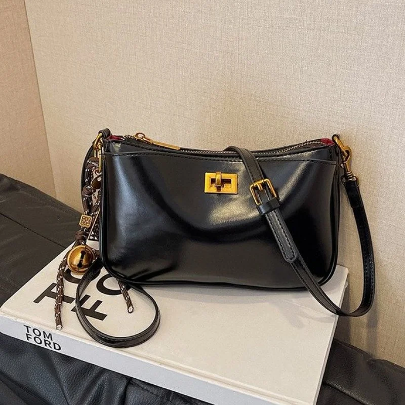 حقيبة ساعي عصرية للنساء من جلد البولي يوريثان، جيوب متعددة، حقيبة يد بكتف واحد، مقاس واحد، حقيبة سفر للعمل