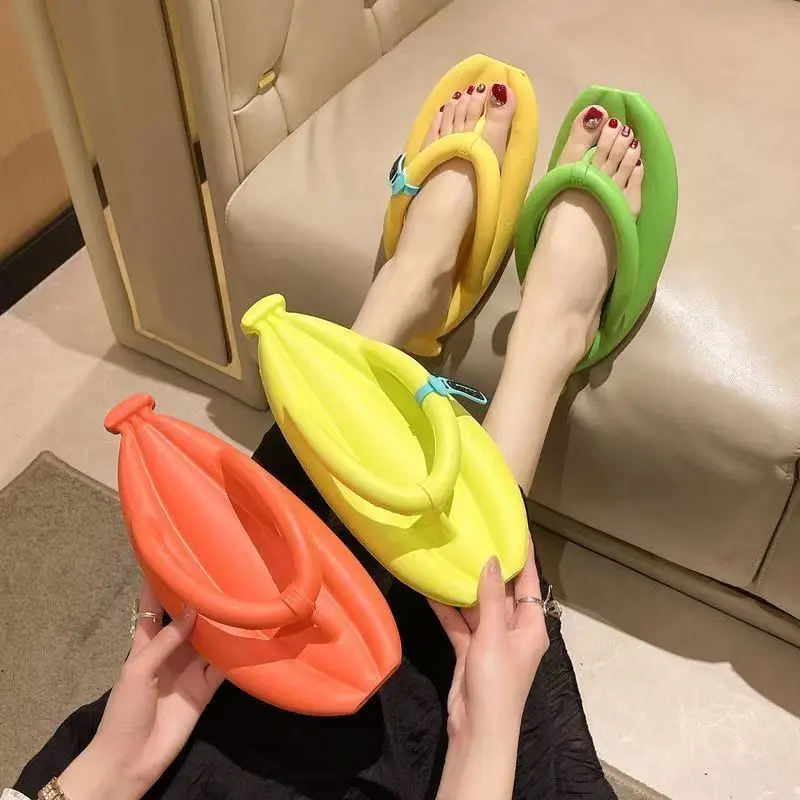 Bright Color Banana Shape Slide Sandals Lightweight Cloud Cushion Footwear Funny Party Cosplay Gift Women Casual Summer Slippers
