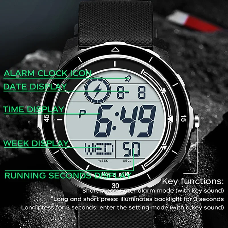 산다 최고급 명품 남성용 스포츠 전자시계 학생용 아웃도어 다기능 LED 아날로그 디지털 손목시계 알람 시계