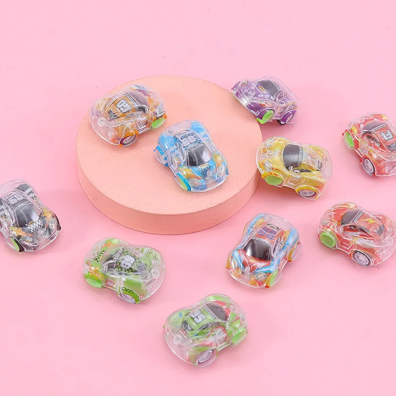 15Pcs Cartoon Transparent Pull Back Car Toy Kids Party Favors Birthday Party Small Gift Giveaway Pinata Fillers Classroom Prizes