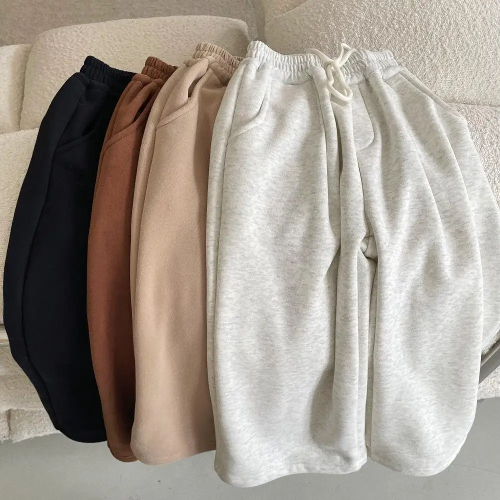 

Autumn Winter Children's Warm and Velvet Pants New Style Boys and Girls Integrated Velvet Wide Leg Pants Kids Trousers