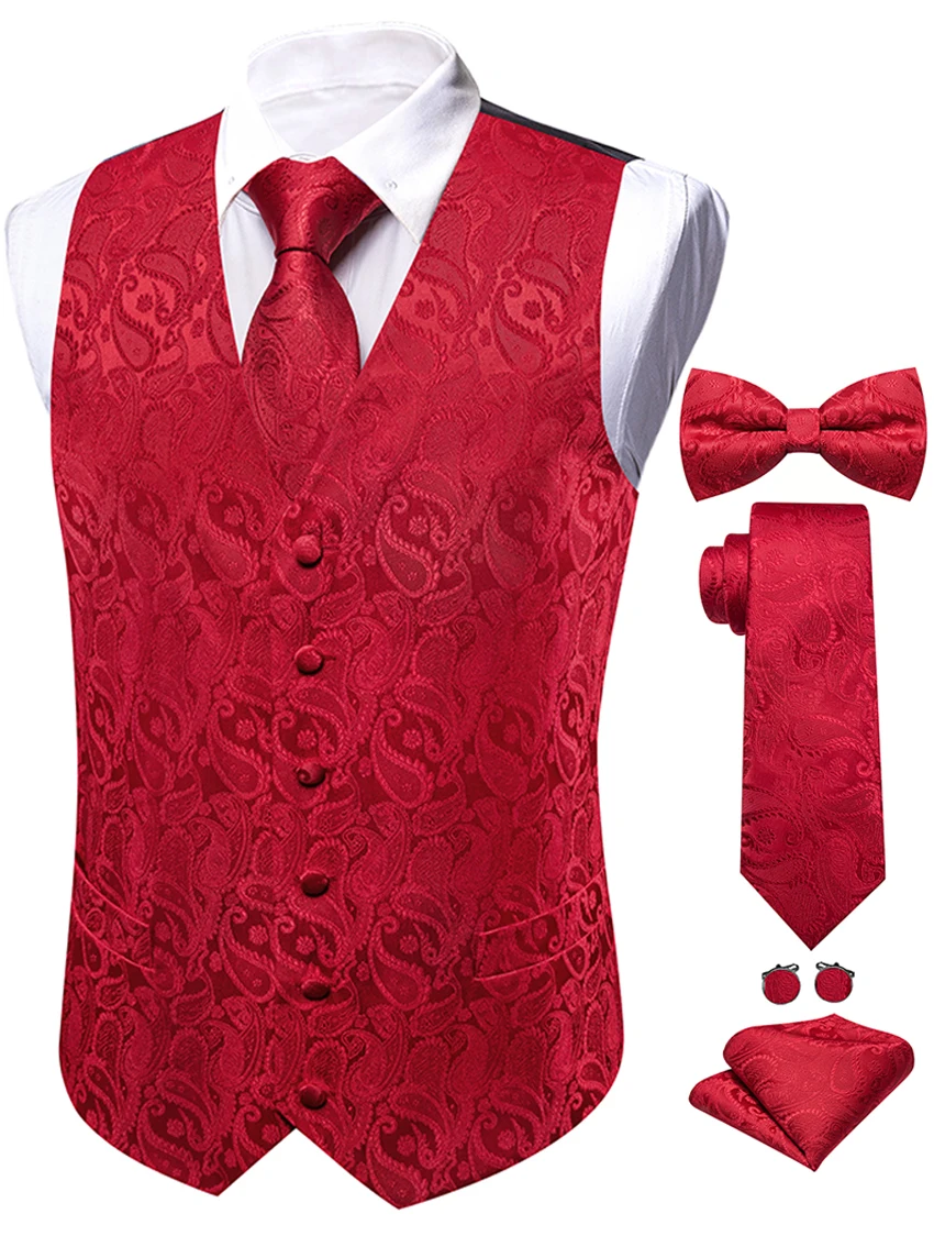 5PCS Mens Black Paisley Floral - Formal Vest Waistcoat review and price